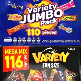 Mars 116 VARIETY MIX &/ Cadbury 110 VALUE JUMBO Pack Milk Chocolate Wholesale
