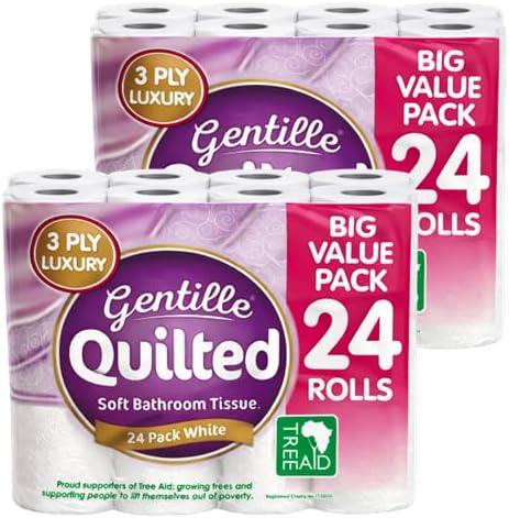 51PSxmKppDL._AC_ Gentille Quilted Bathroom Tissue Rolls | Luxury 3-Ply Toilet Paper Soft, Strong & Sustainable | (48rolls) - Image 1