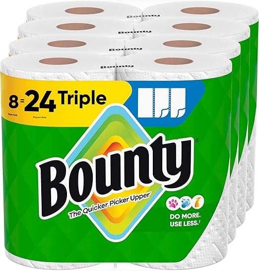 81eihtX1VZL._AC_SX522_ Bounty Paper Towels Select-A-Size White, 8 Triple Rolls, 123 Sheets Per Roll - Image 1